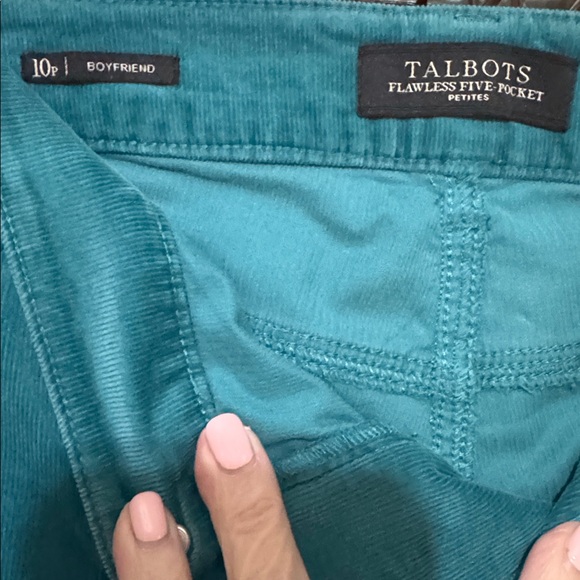 Talbots Turquoise Corduroy Ankle Pants 10P Boyfriend Fit - Picture 6 of 7